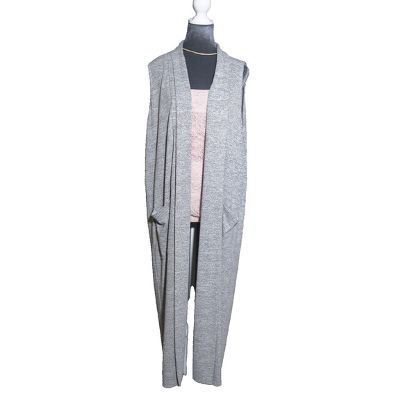 Banana Republic Jackets & Blazers - Banana Republic Womens Jacquard Knit Duster Gray w/ Pockets Sz L Lagenlook Open